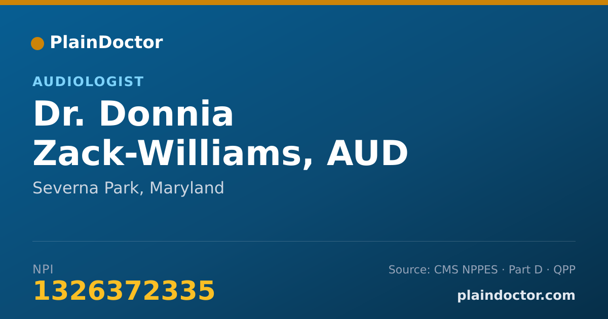 Shareable card for Donnia Zack-Williams, AUD - Audiologist, Severna Park, MD