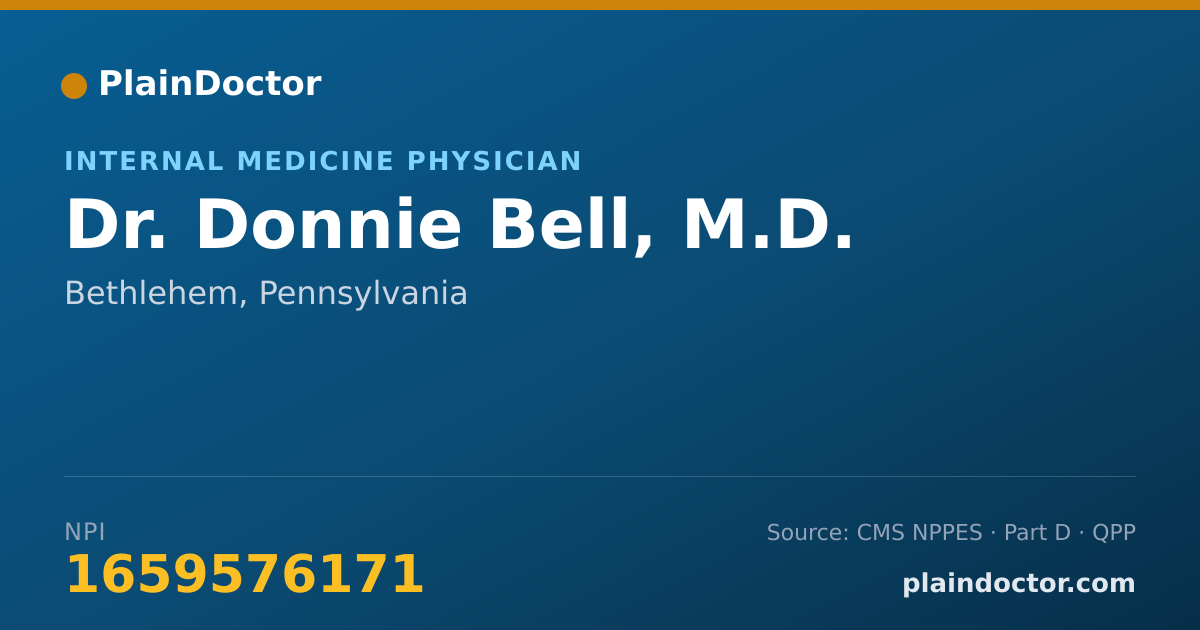 Shareable card for Donnie Bell, M.D. - Internal Medicine Physician, Bethlehem, PA
