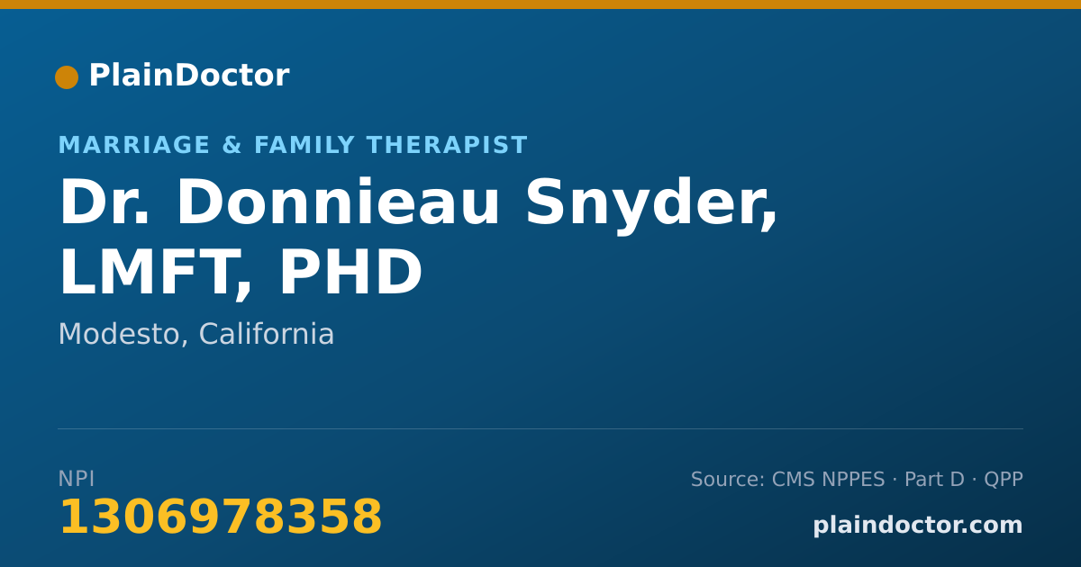 Shareable card for Donnieau Snyder, LMFT, PHD - Marriage & Family Therapist, Modesto, CA
