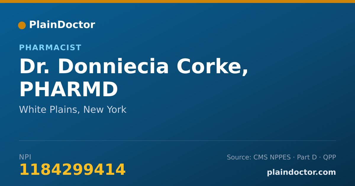 Shareable card for Donniecia Corke, PHARMD - Pharmacist, White Plains, NY