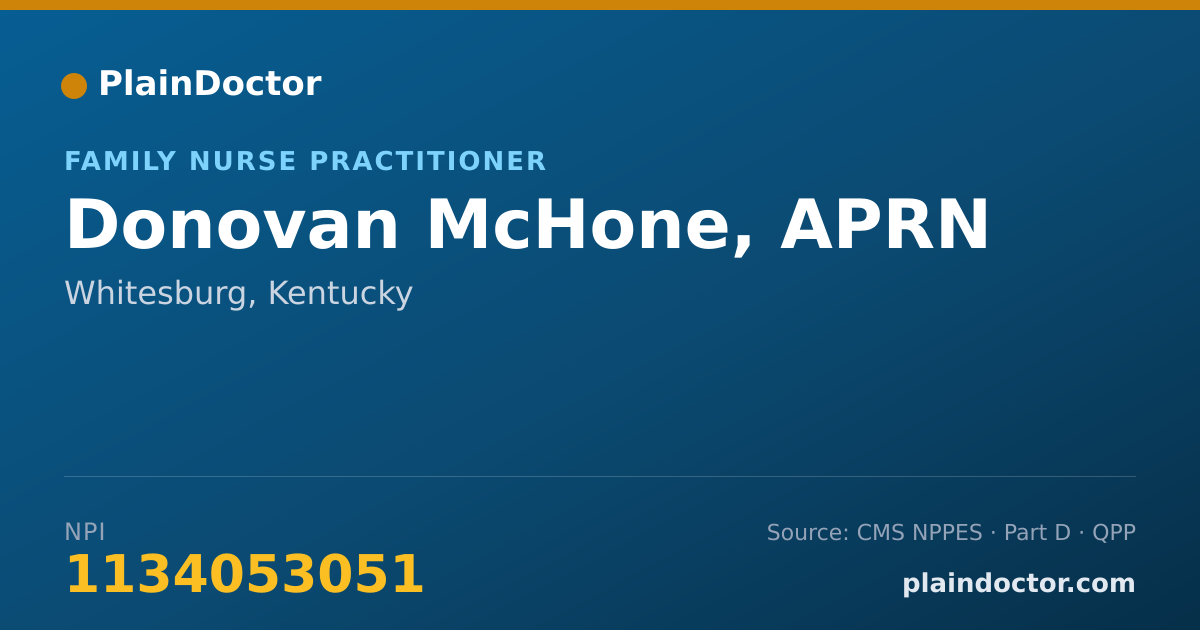 Shareable card for Donovan McHone, APRN - Family Nurse Practitioner, Whitesburg, KY