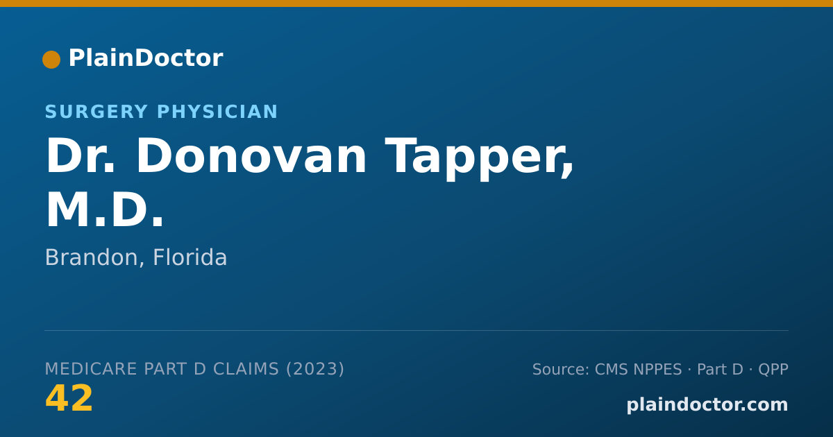Shareable card for Donovan Tapper, M.D. - Surgery Physician, Brandon, FL