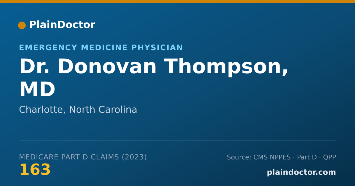 Shareable card for Donovan Thompson, MD - Emergency Medicine Physician, Charlotte, NC