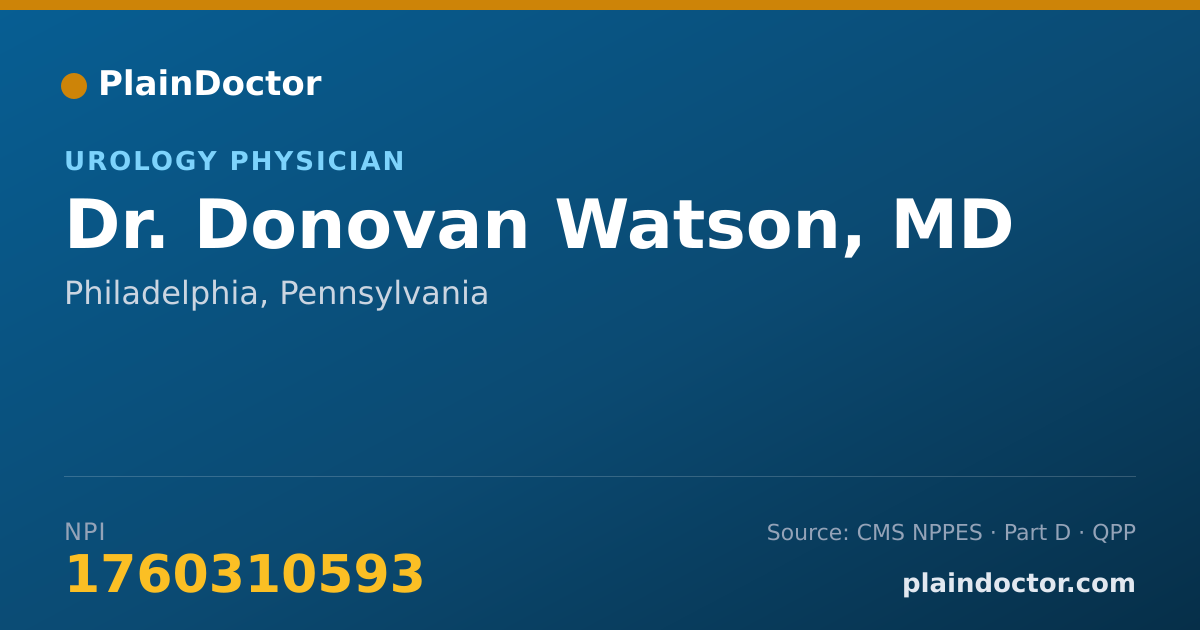 Shareable card for Donovan Watson, MD - Urology Physician, Philadelphia, PA