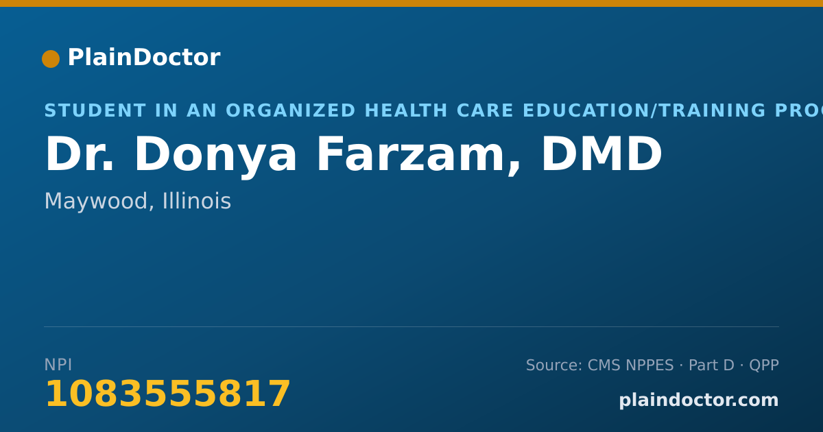 Shareable card for Donya Farzam, DMD - Dentist, Maywood, IL
