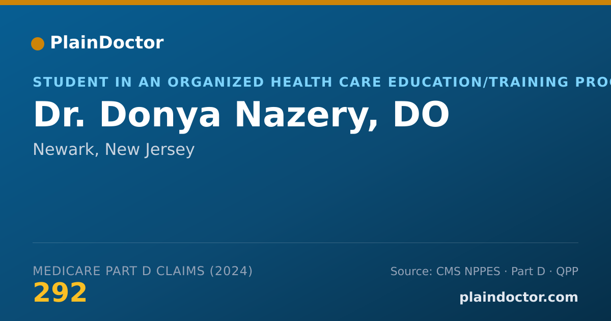 Shareable card for Donya Nazery, DO - Student in an Organized Health Care Education/Training Program, Newark, NJ