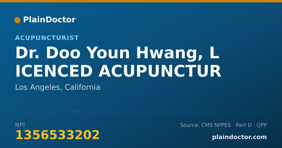 Shareable card for Doo Youn Hwang, L ICENCED ACUPUNCTUR - Acupuncturist, Los Angeles, CA