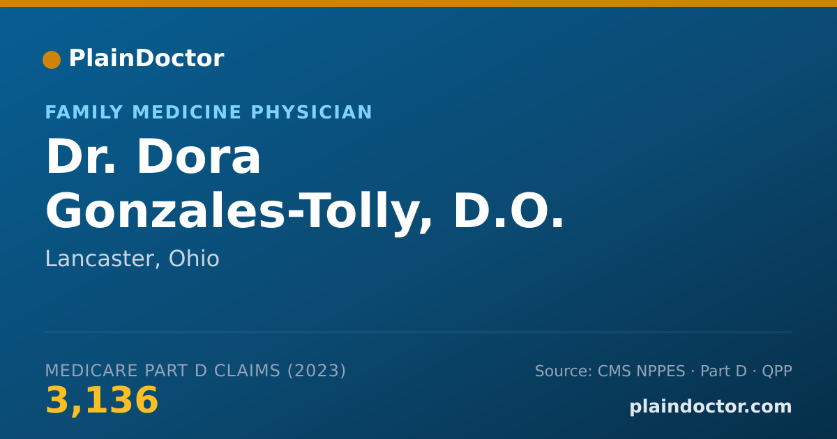 Shareable card for Dora Gonzales-Tolly, D.O. - Family Medicine Physician, Lancaster, OH