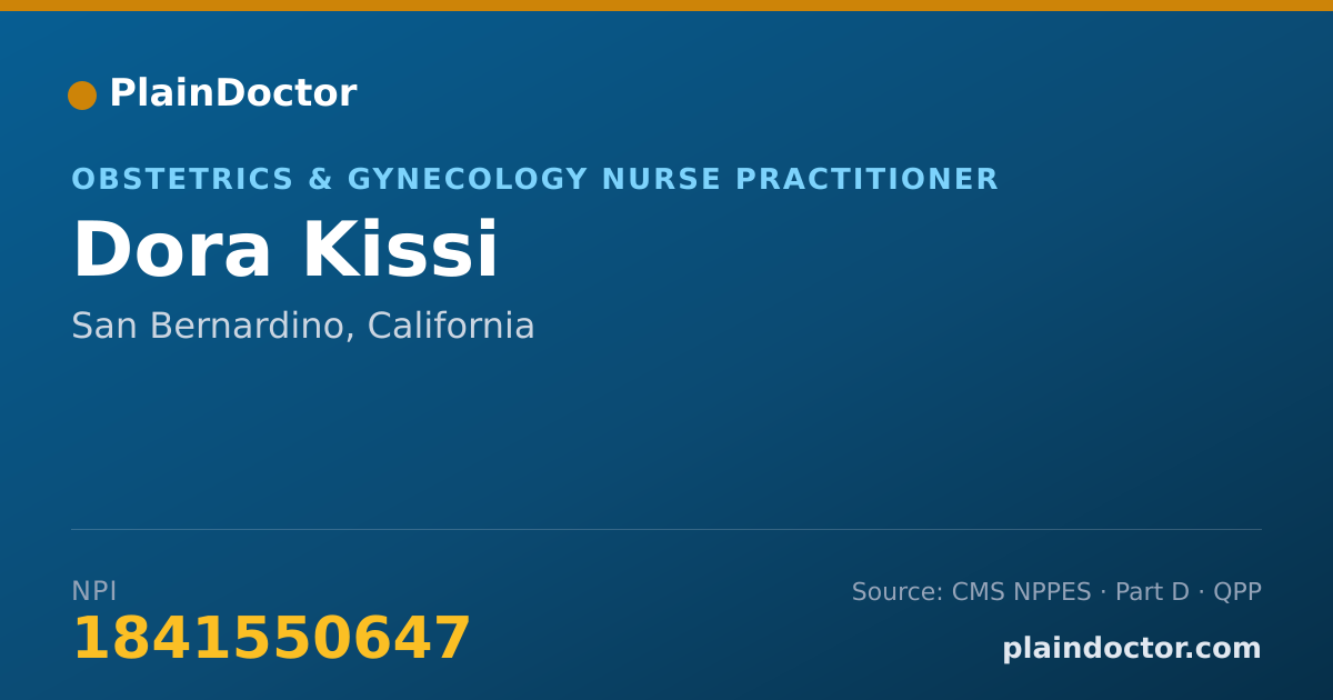 Shareable card for Dora Kissi - Obstetrics & Gynecology Nurse Practitioner, San Bernardino, CA