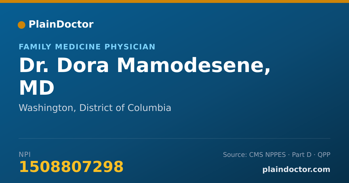 Shareable card for Dora Mamodesene, MD - Family Medicine Physician, Washington, DC
