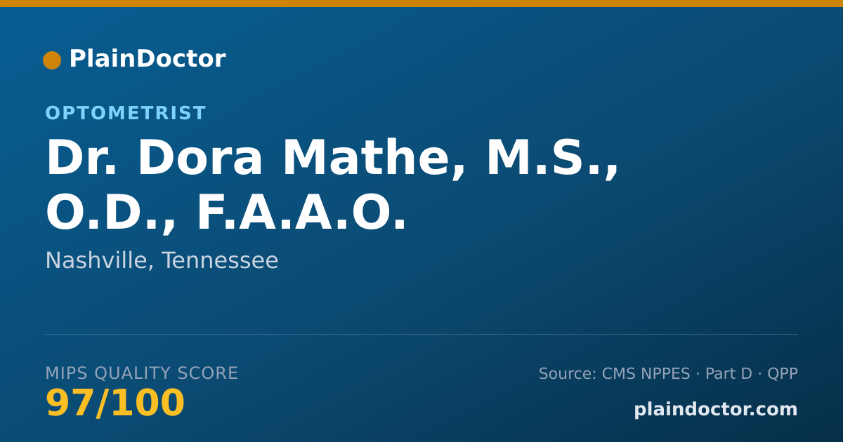 Shareable card for Dora Mathe, M.S., O.D., F.A.A.O. - Optometrist, Nashville, TN