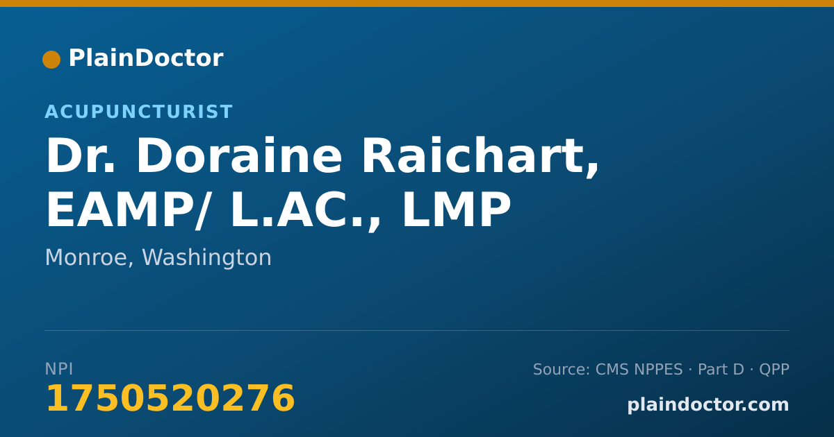 Shareable card for Doraine Raichart, EAMP/ L.AC., LMP - Acupuncturist, Monroe, WA