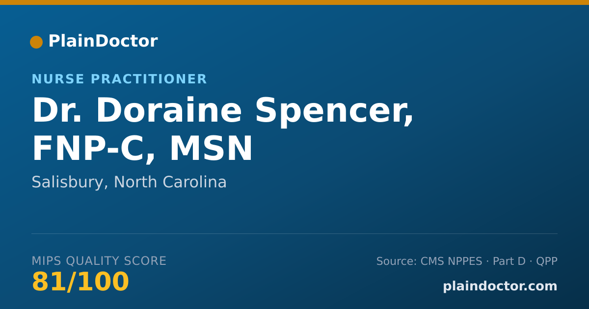 Shareable card for Doraine Spencer, FNP-C, MSN - Nurse Practitioner, Salisbury, NC