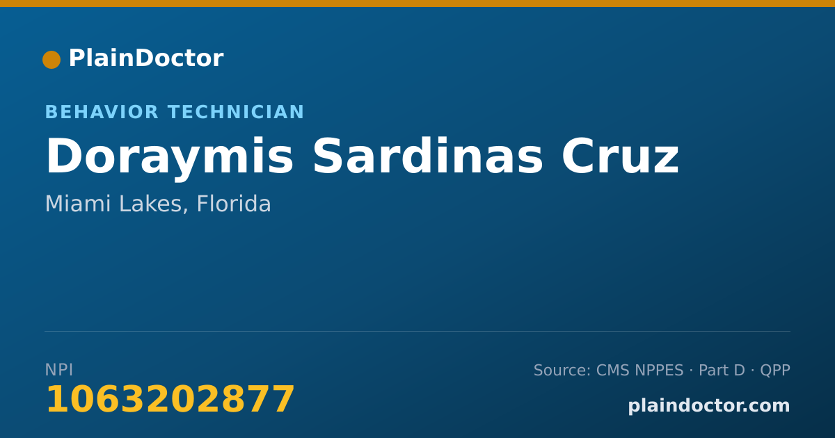 Shareable card for Doraymis Sardinas Cruz - Behavior Technician, Miami Lakes, FL