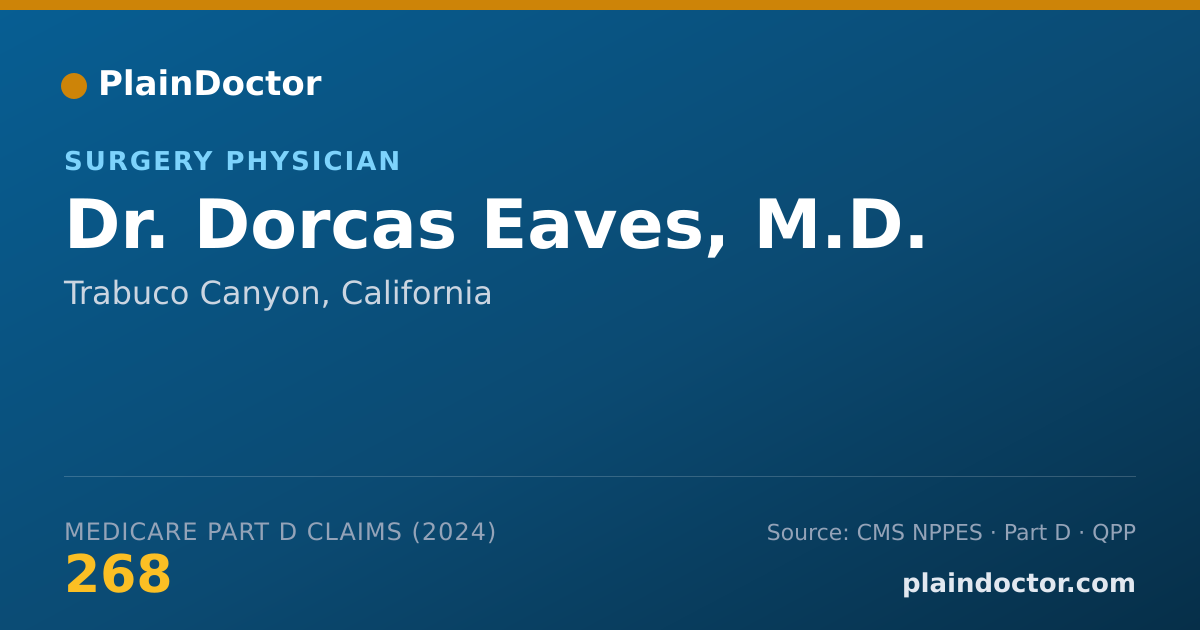 Shareable card for Dorcas Eaves, M.D. - Surgery Physician, Trabuco Canyon, CA