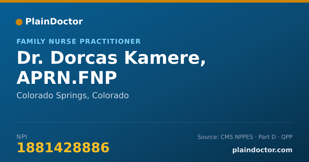 Shareable card for Dorcas Kamere, APRN.FNP - Family Nurse Practitioner, Colorado Springs, CO