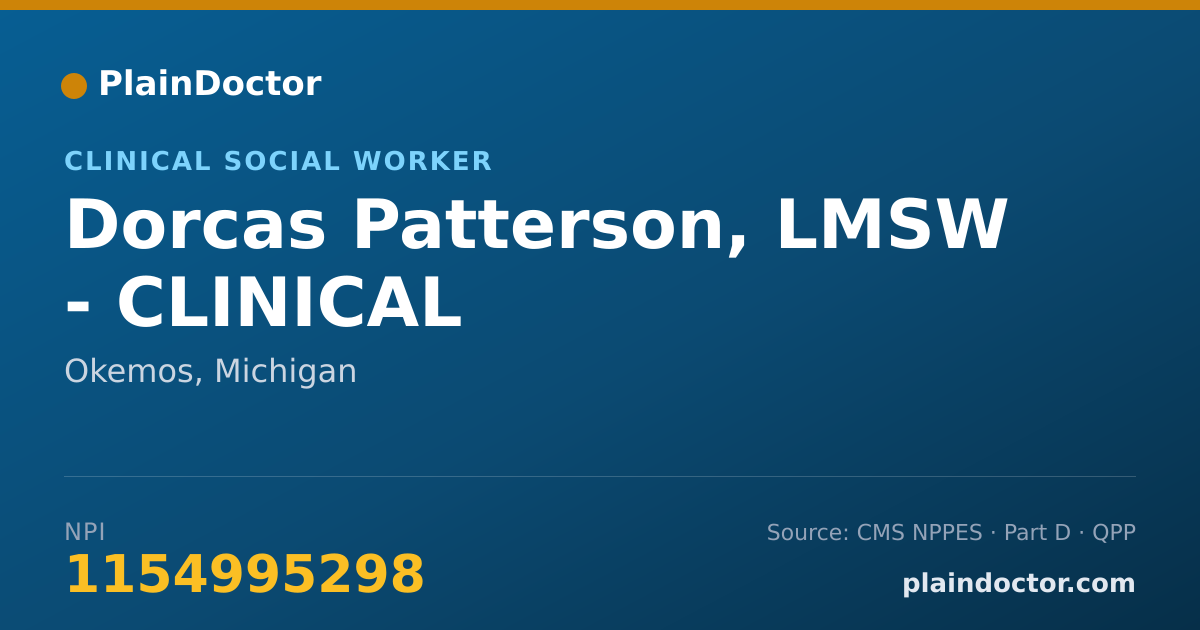 Shareable card for Dorcas Patterson, LMSW - CLINICAL - Clinical Social Worker, Okemos, MI