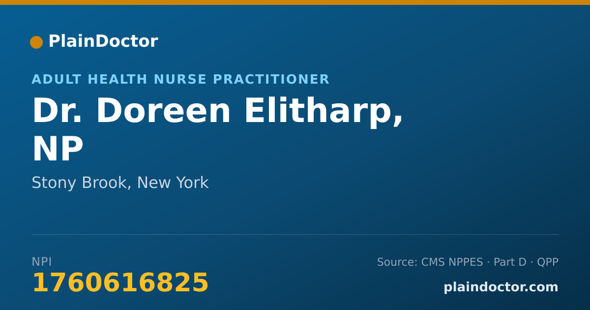 Shareable card for Doreen Elitharp, NP - Adult Health Nurse Practitioner, Stony Brook, NY
