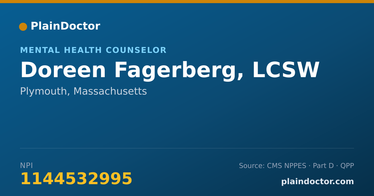 Shareable card for Doreen Fagerberg, LCSW - Mental Health Counselor, Plymouth, MA