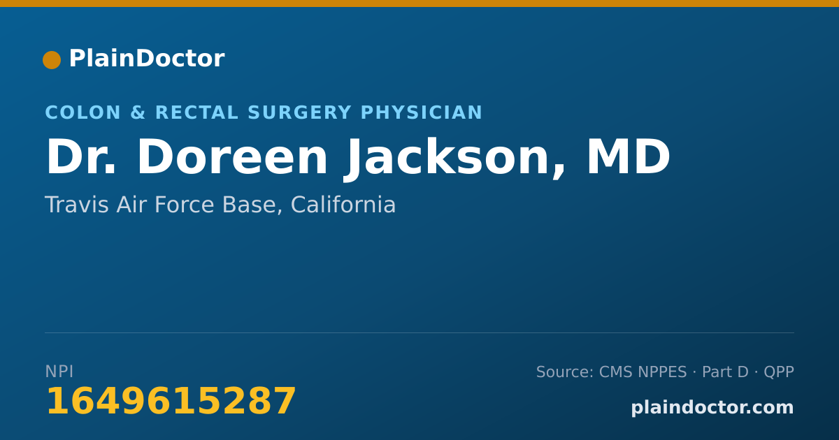 Shareable card for Doreen Jackson, MD - Surgery Physician, Travis Air Force Base, CA