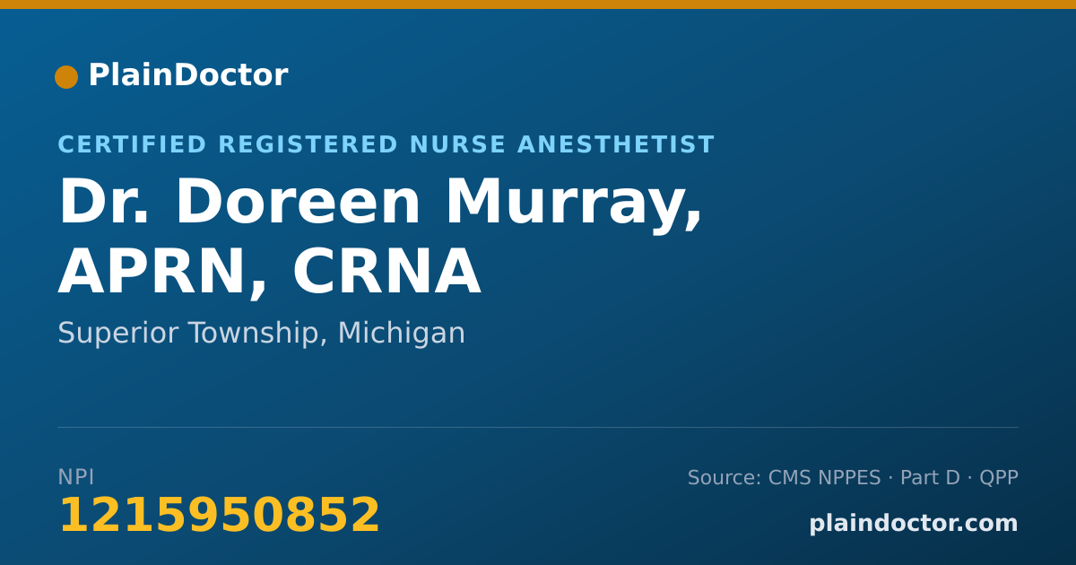 Shareable card for Doreen Murray, APRN, CRNA - Certified Registered Nurse Anesthetist, Superior Township, MI