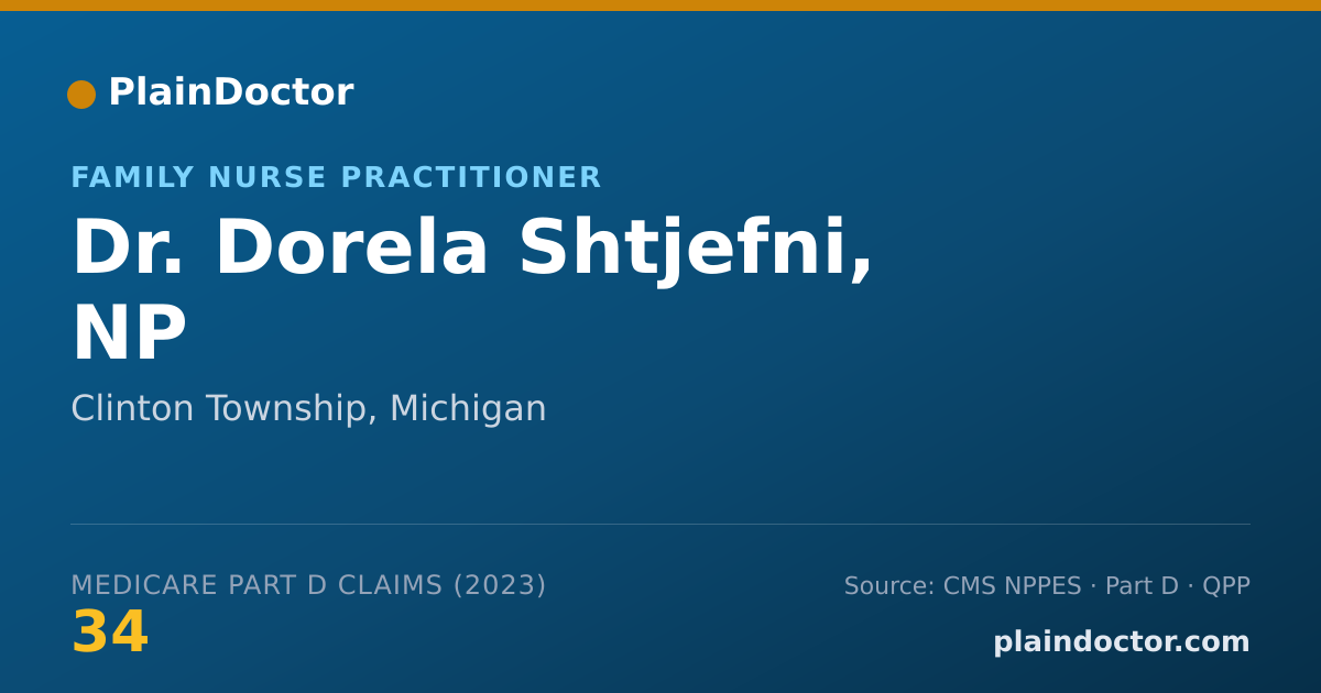 Shareable card for Dorela Shtjefni, NP - Family Nurse Practitioner, Clinton Township, MI