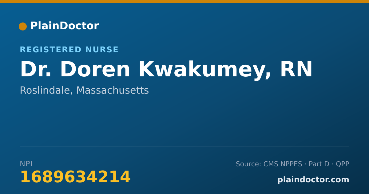 Shareable card for Doren Kwakumey, RN - Registered Nurse, Roslindale, MA