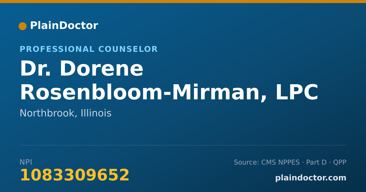 Shareable card for Dorene Rosenbloom-Mirman, LPC - Professional Counselor, Northbrook, IL