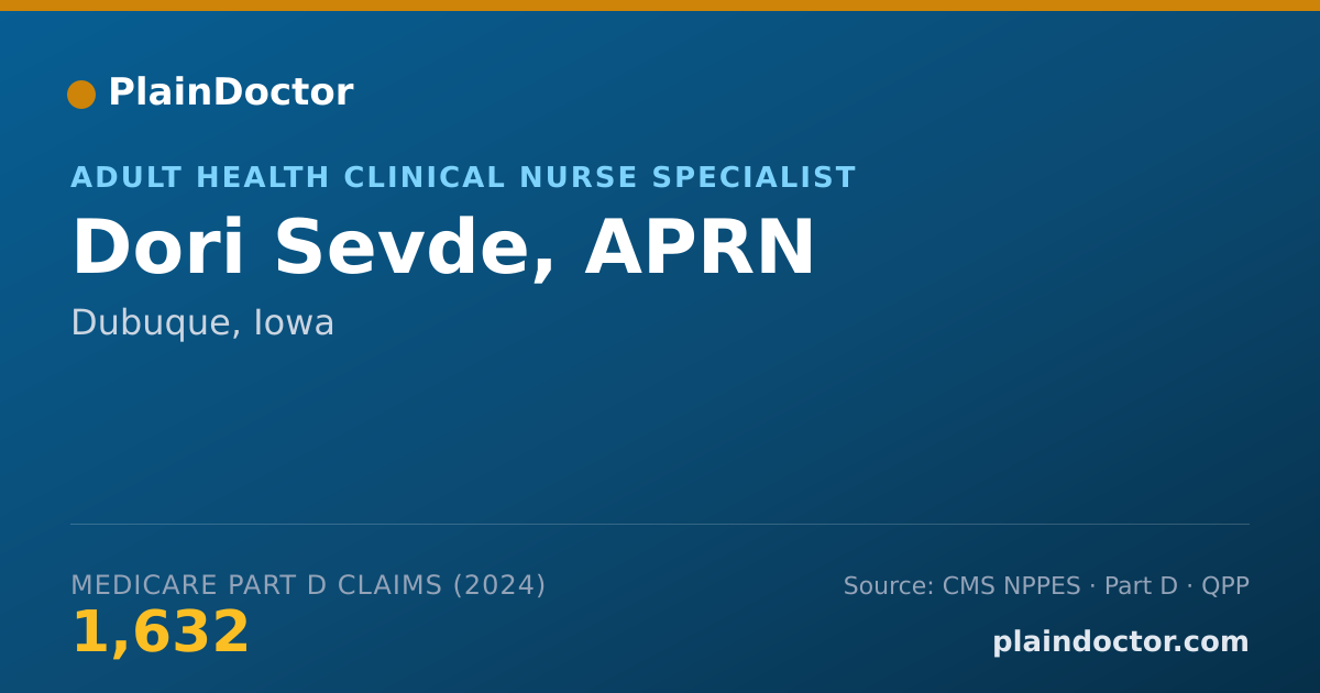 Shareable card for Dori Sevde, APRN - Adult Health Clinical Nurse Specialist, Dubuque, IA