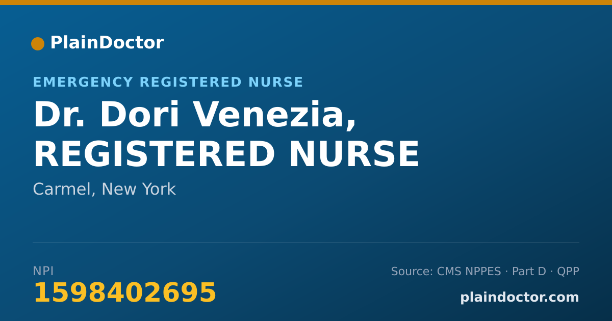 Shareable card for Dori Venezia, REGISTERED NURSE - Emergency Registered Nurse, Carmel, NY