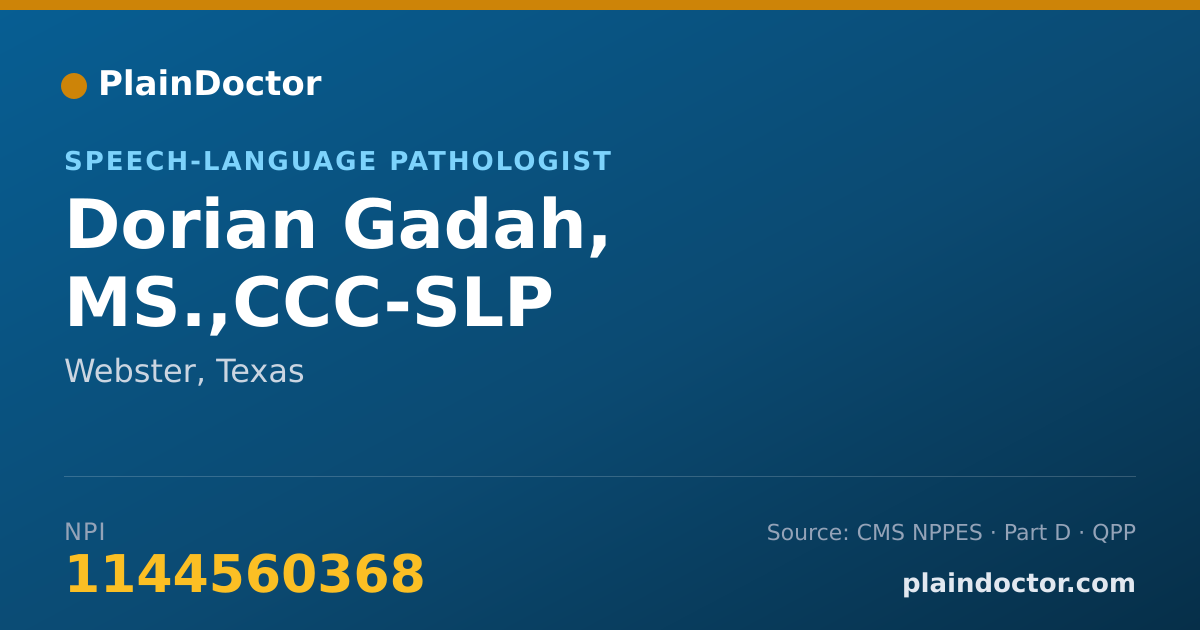 Shareable card for Dorian Gadah, MS.,CCC-SLP - Speech-Language Pathologist, Webster, TX