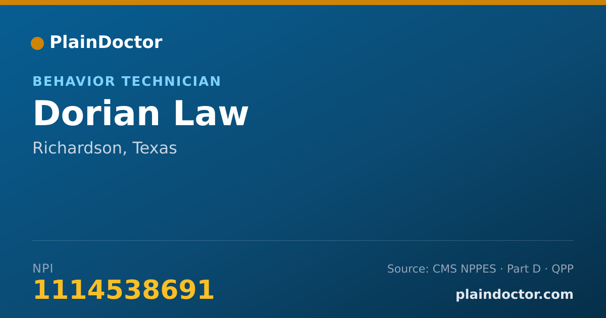 Shareable card for Dorian Law - Behavior Technician, Richardson, TX