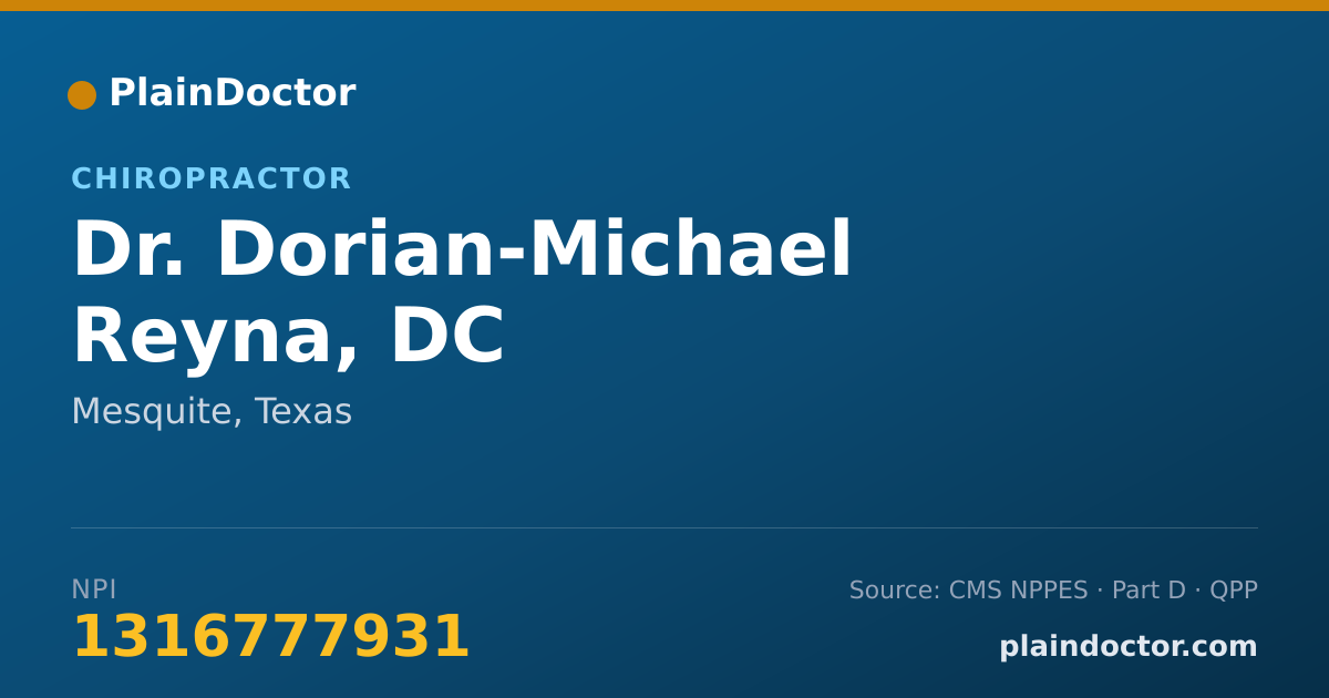 Shareable card for Dorian-Michael Reyna, DC - Chiropractor, Mesquite, TX