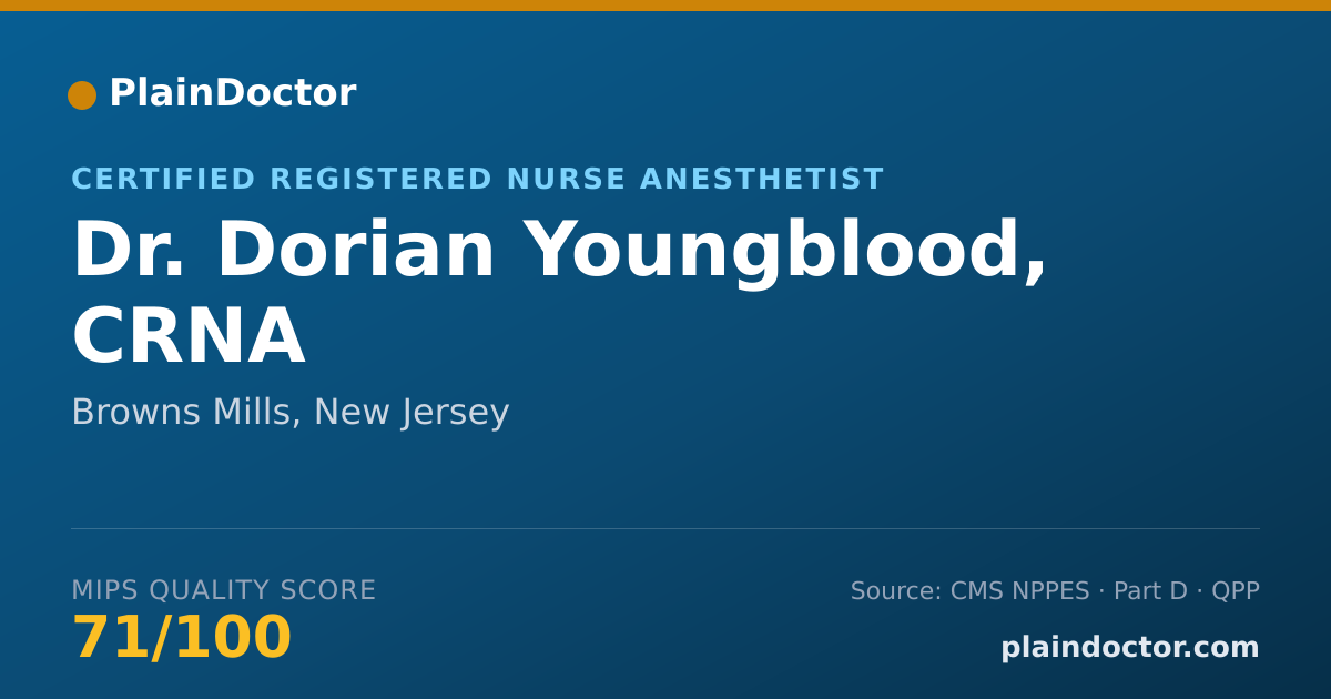 Shareable card for Dorian Youngblood, CRNA - Certified Registered Nurse Anesthetist, Browns Mills, NJ