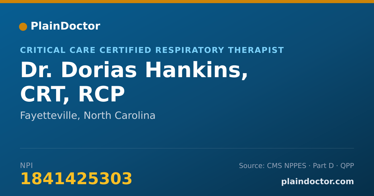 Shareable card for Dorias Hankins, CRT, RCP - Critical Care Certified Respiratory Therapist, Fayetteville, NC