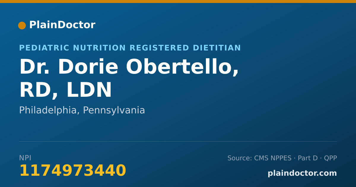 Shareable card for Dorie Obertello, RD, LDN - Pediatric Nutrition Registered Dietitian, Philadelphia, PA