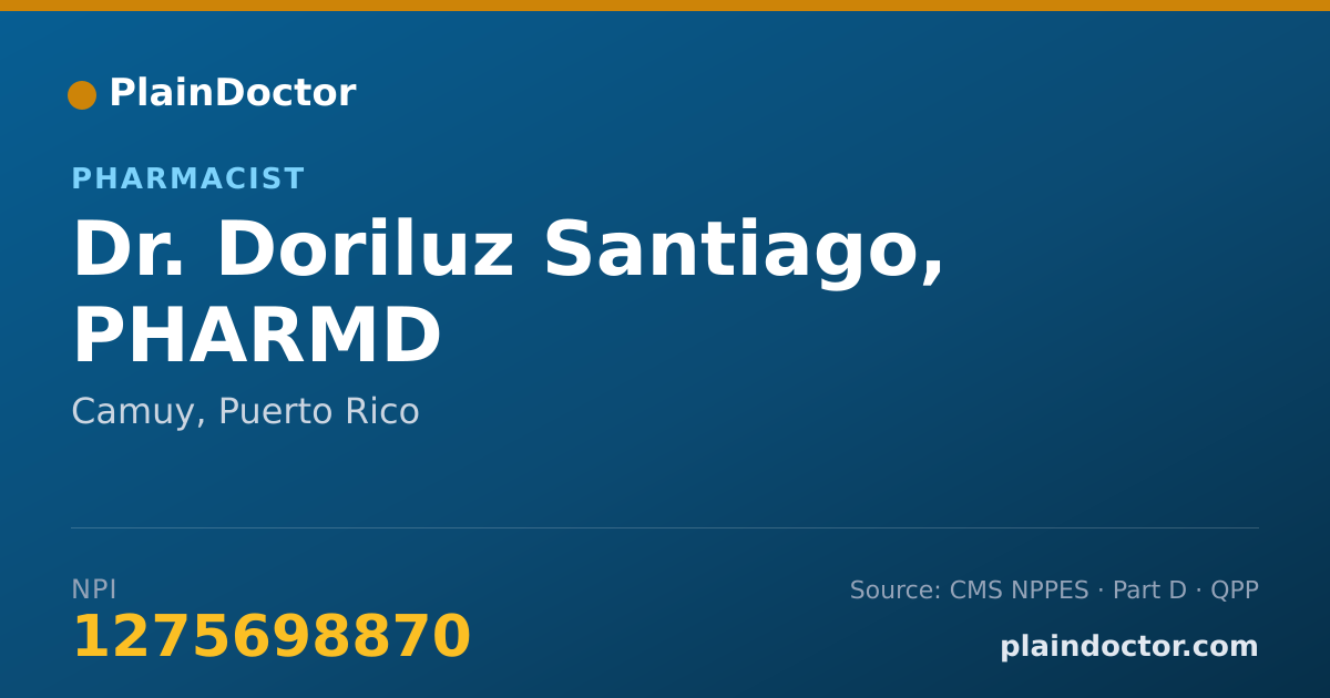 Shareable card for Doriluz Santiago, PHARMD - Pharmacist, Camuy, PR
