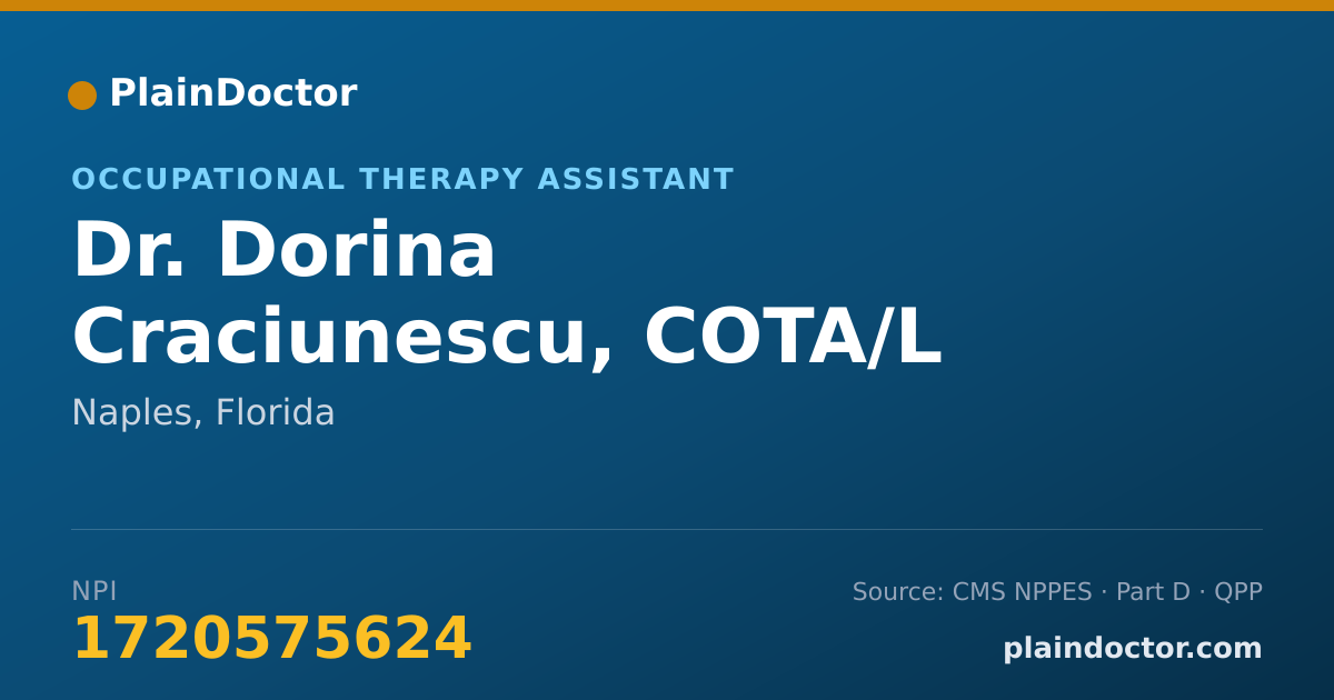Shareable card for Dorina Craciunescu, COTA/L - Occupational Therapy Assistant, Naples, FL