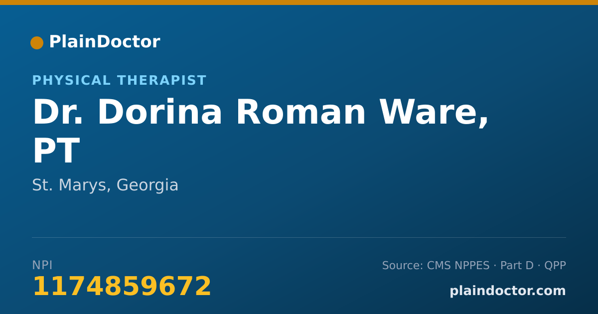 Shareable card for Dorina Roman Ware, PT - Physical Therapist, St. Marys, GA