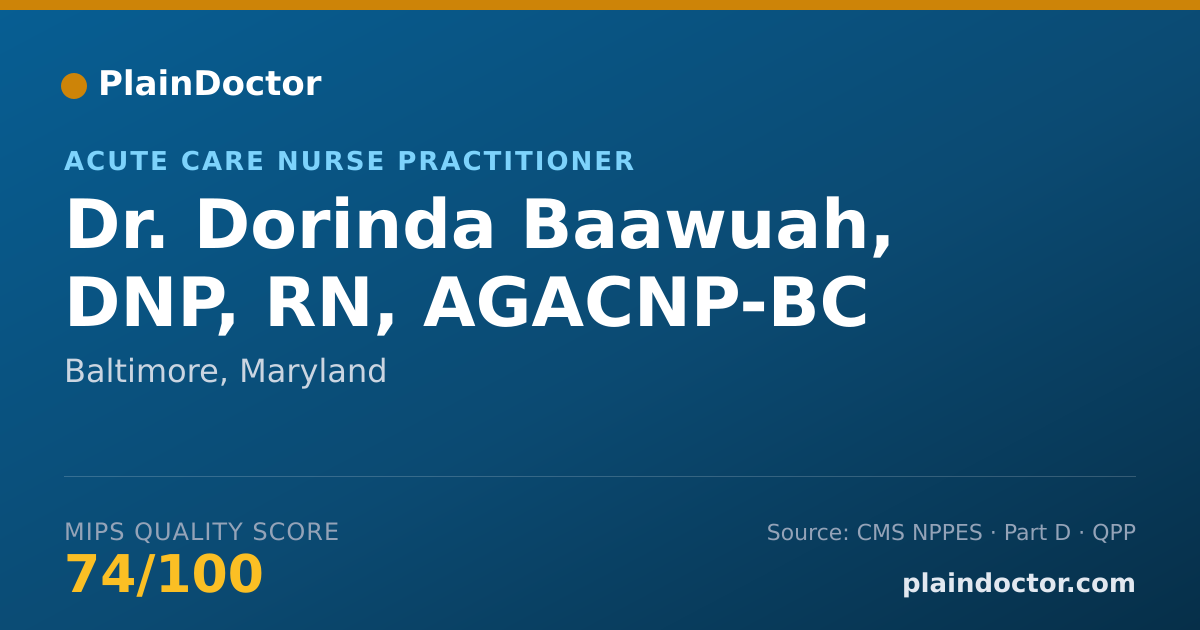 Shareable card for Dorinda Baawuah, DNP, RN, AGACNP-BC - Acute Care Nurse Practitioner, Baltimore, MD