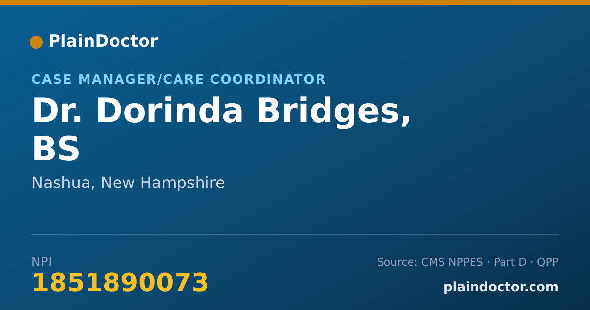 Shareable card for Dorinda Bridges, BS - Case Manager/Care Coordinator, Nashua, NH