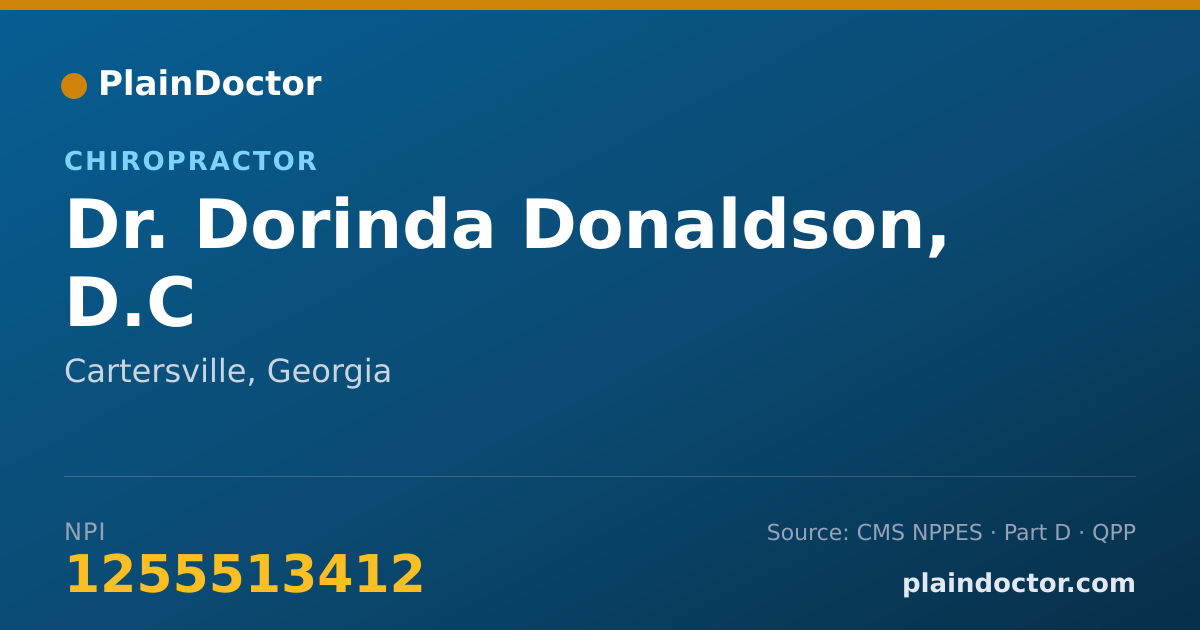 Shareable card for Dorinda Donaldson, D.C - Chiropractor, Cartersville, GA