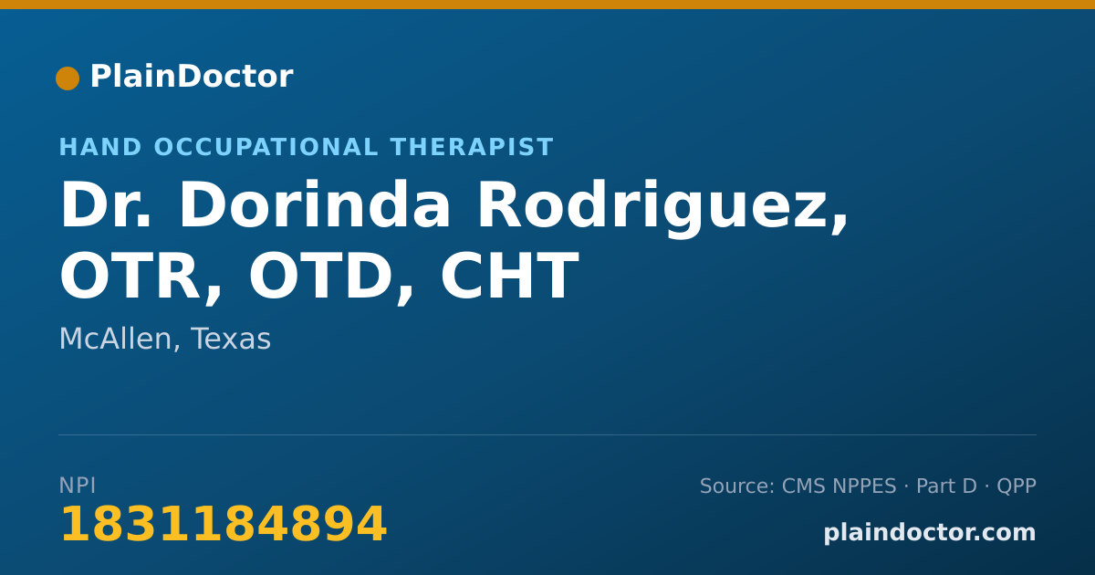 Shareable card for Dorinda Rodriguez, OTR, OTD, CHT - Hand Occupational Therapist, McAllen, TX