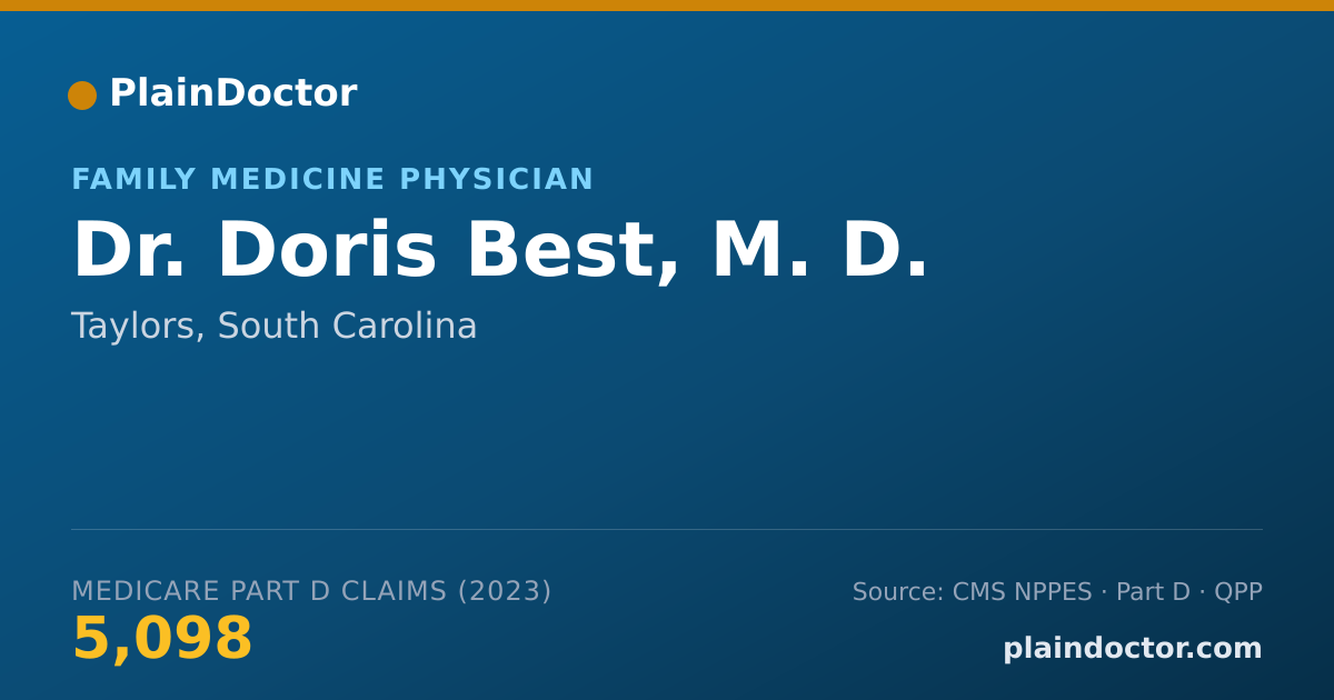 Shareable card for Doris Best, M. D. - Family Medicine Physician, Taylors, SC
