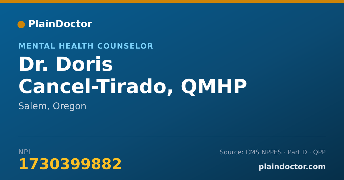 Shareable card for Doris Cancel-Tirado, QMHP - Mental Health Counselor, Salem, OR