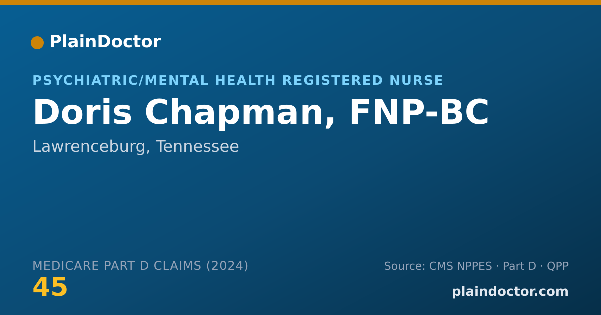 Shareable card for Doris Chapman, FNP-BC - Psychiatric/Mental Health Registered Nurse, Lawrenceburg, TN