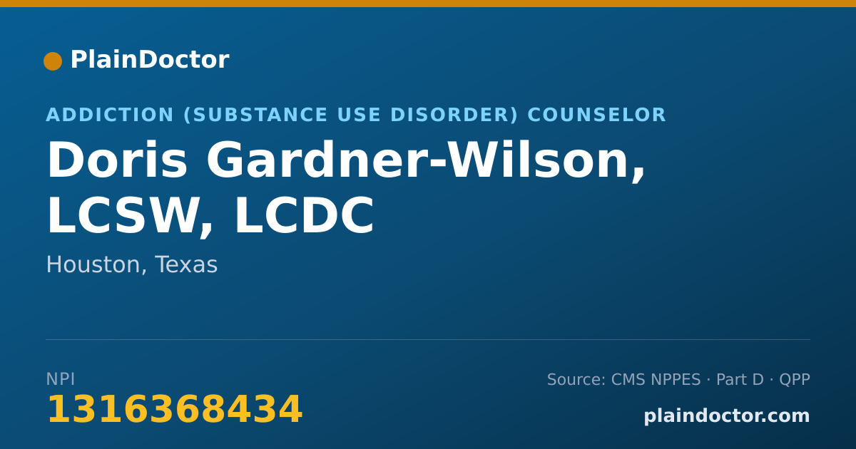 Shareable card for Doris Gardner-Wilson, LCSW, LCDC - Addiction (Substance Use Disorder) Counselor, Houston, TX