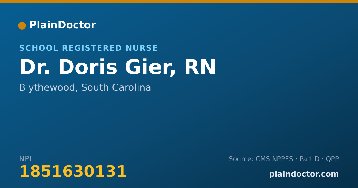 Shareable card for Doris Gier, RN - School Registered Nurse, Blythewood, SC