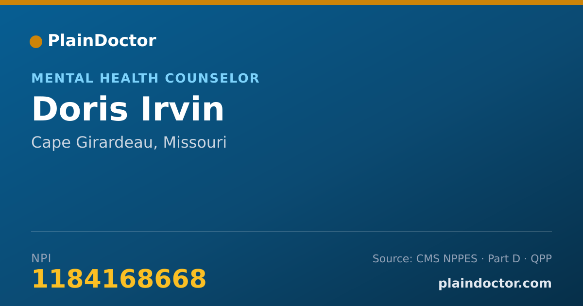Shareable card for Doris Irvin - Mental Health Counselor, Cape Girardeau, MO