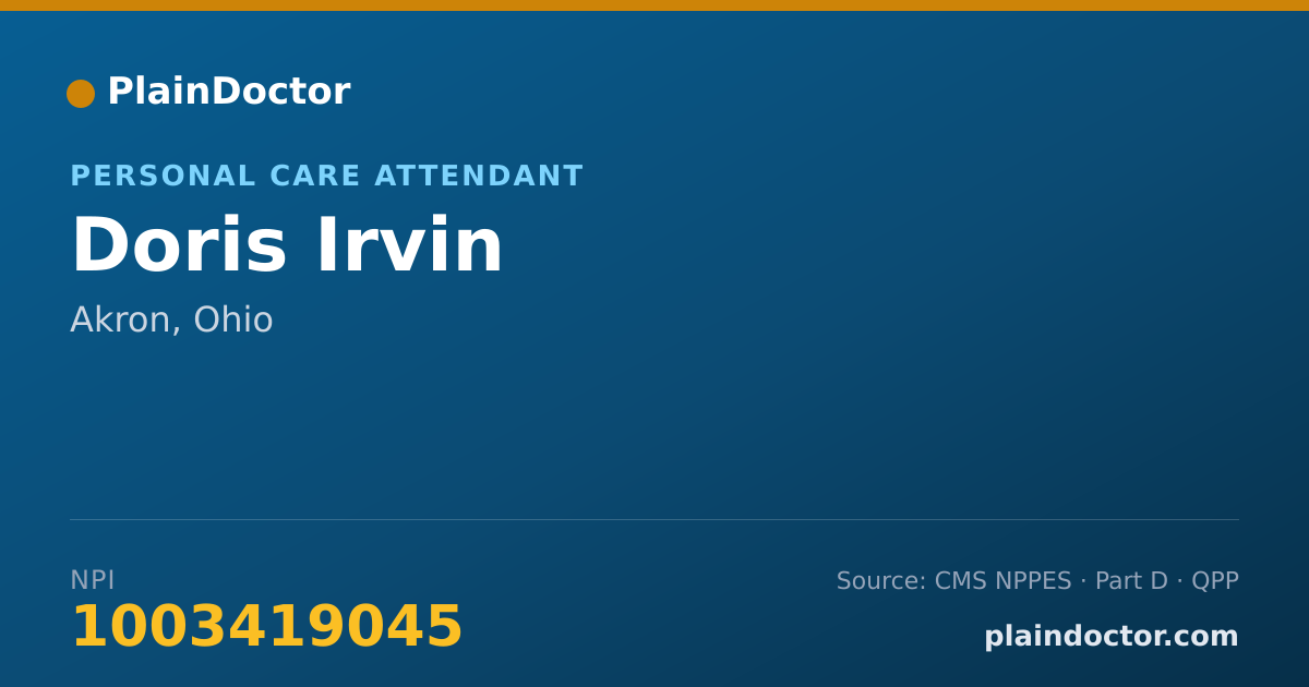 Shareable card for Doris Irvin - Personal Care Attendant, Akron, OH